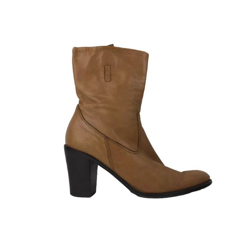 Enzo Angiolini Womens‎ Brown Leather Side Zipper Western Booties Size US 7.5 M